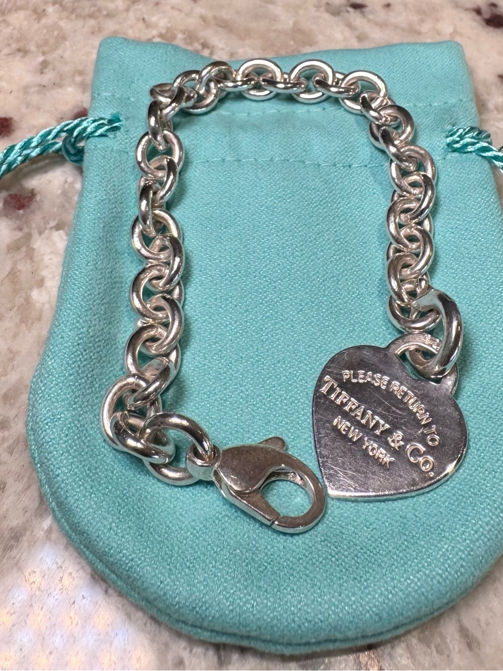 Tiffany & Co. Silver Heart Tag Charm Bracelet